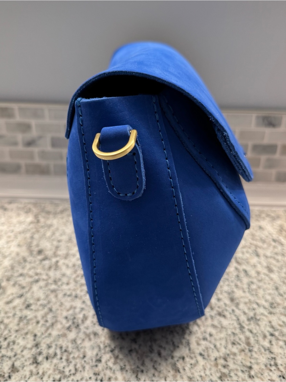 Portland Leather Blue Joy Large Monaco Crossbody - Picture 5 of 8